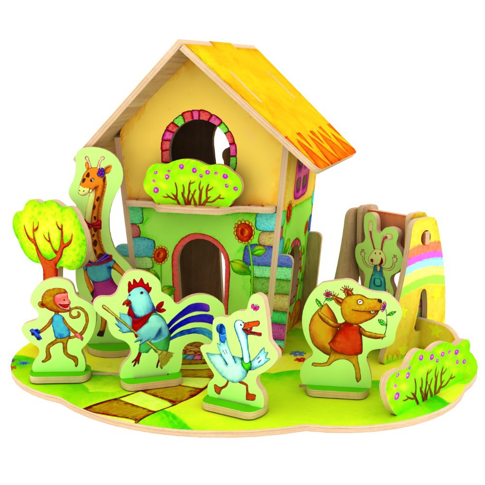 -shipping-Wholesale-3D-DIY-forest-kids-toy-house-wooden-Model-Wooden 