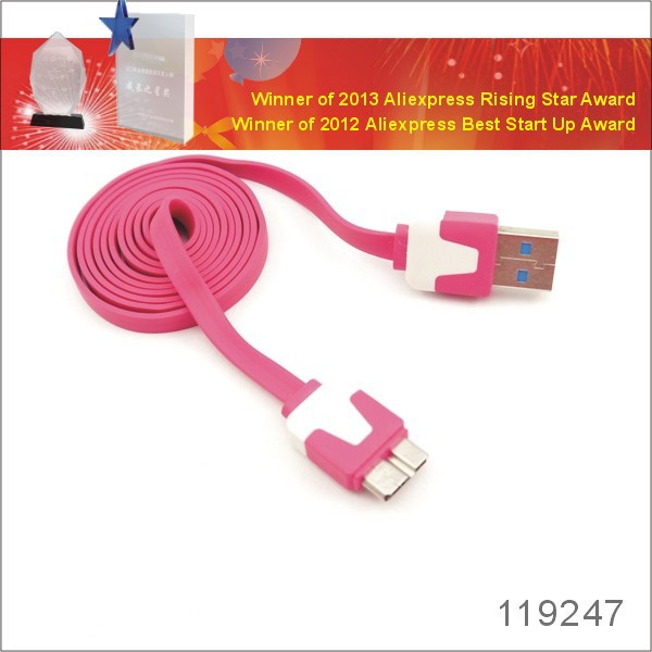 Dual Color Noodle Flat Micro USB 3 0 Data Sync Charging Cable For Samsung Galaxy Note