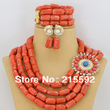 Fabulous African Wedding Coral Beads Jewelry Set Necklace Coral Beads Jewelry Set Wholesale CJ015