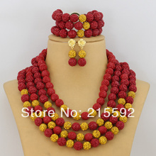Necklace Coral Beads Jewelry Set Carved Rose Flower Coral Beads African Wedding Jewelry Set 2014 New