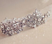 New Top quality Luxury Wedding jewelry bride hair accessories crystal mesh elastic Bridal hair tiara headband