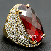 High Quality Austrian Crystal 18 K Gold Promotion Fashion Imitation Diamond Ruby Zircon Ring