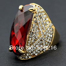 High Quality Austrian Crystal 18 K Gold Promotion Fashion Imitation Diamond Ruby Zircon Ring