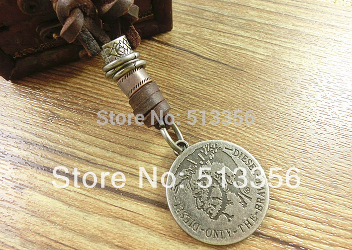PX021 Only the Brave 100 cowhide necklace with high quality wholesale price best gift for men