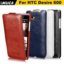 2015 New iMUCA Genuine Brand Leather Case Cover for HTC Desire 600 606w Phone Cases Free