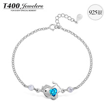 Birthday gift T400 made with Swarovski Elements crystal 925 sterling silver lucky horse charm bracelet 3409
