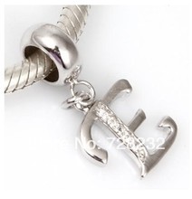Free shipping 1PCS/lot Dangle Alphabet A White CZ Stone Charm Beads Fits Pandora Style Bracelets Jewelry E01