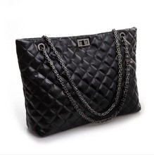 2014 black cowhide chain bag women s handbag fashion greens women s genuine leather shoulder bag