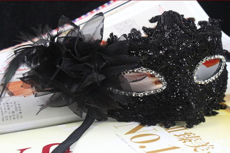 Free shipping (1Lot=12Pcs) Lateral flowers mask of Venice lace side rhinestone masquerade masks party venetian mask IF010A