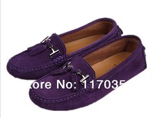 Free Shipping 2014 Hot Sale High Quality Genuine Leather Shoes Women Flat Shoes Gommini Sole Ladies