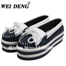 Free Shipping 2014 Hot Sale Women Genuine Leather Shoes Sponge Cake Sole Ladies Casual Shoes 6