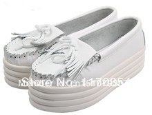 Free Shipping 2014 Hot Sale Women Genuine Leather Shoes Sponge Cake Sole Ladies Casual Shoes 6
