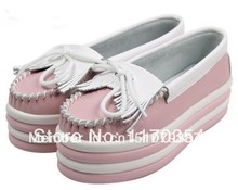 Free Shipping 2014 Hot Sale Women Genuine Leather Shoes Sponge Cake Sole Ladies Casual Shoes 6