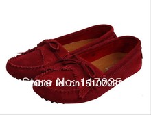 Free Shipping Suede Leather Tassel Gommini Fashion Shoes Flat Single Shoes Genuine Leather Women Shoes Driving