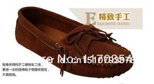 Free Shipping Suede Leather Tassel Gommini Fashion Shoes Flat Single Shoes Genuine Leather Women Shoes Driving