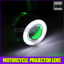 Hot sale Mini headlight HID Bi Xenon projector lens for motorcycle universal bulb shroud Green Angel