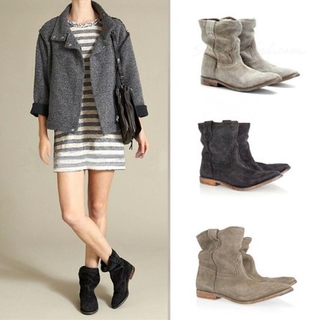 Isabel Marant Jenny Crisi Suede Concealed Wedge Biker Boots