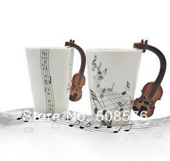 High Quality Music Cup Violin Enamel Cup England style Coffee Cup Great Gift Free Shipping