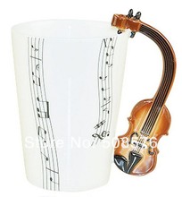 High Quality Music Cup Violin Enamel Cup England style Coffee Cup Great Gift Free Shipping