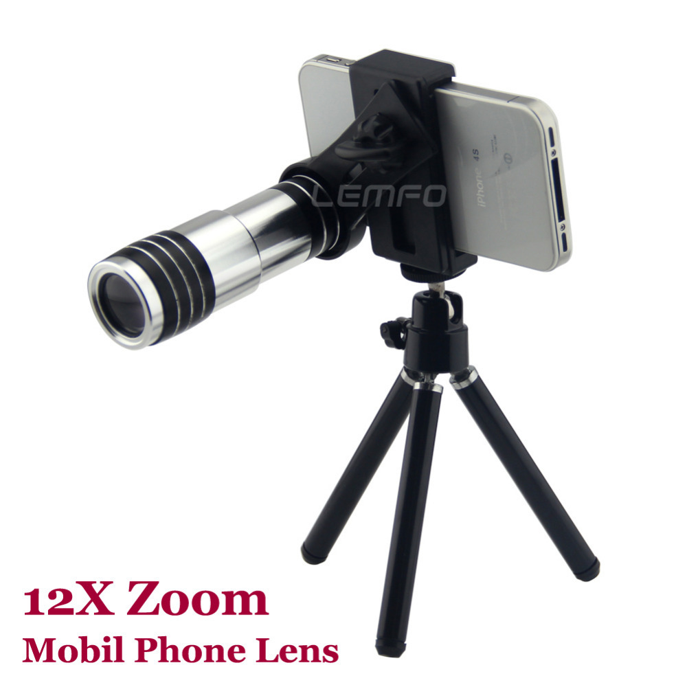 Mobile Phone Lens Telescope Camera Universal Tripod Holder 12x Zoom Optical Lens For 5 5S 5C