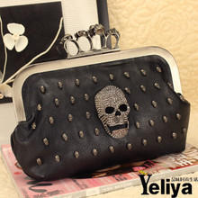 2014 female bags gem skull ring bag day clutch women’s handbag evening bag  free shipping