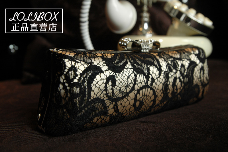 Vintage lace rhinestone everta bow formal dress day clutch evening bag handbag women s chain bag