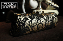 Vintage lace rhinestone everta bow formal dress day clutch evening bag handbag women’s chain bag  free shipping