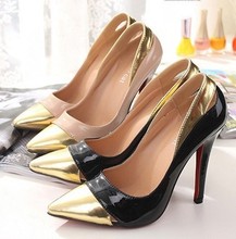 NEW 2014 Spring Rhinestone Women Pumps Thin Heels High Heele Shoes Color Block Decoration Pointed tToe