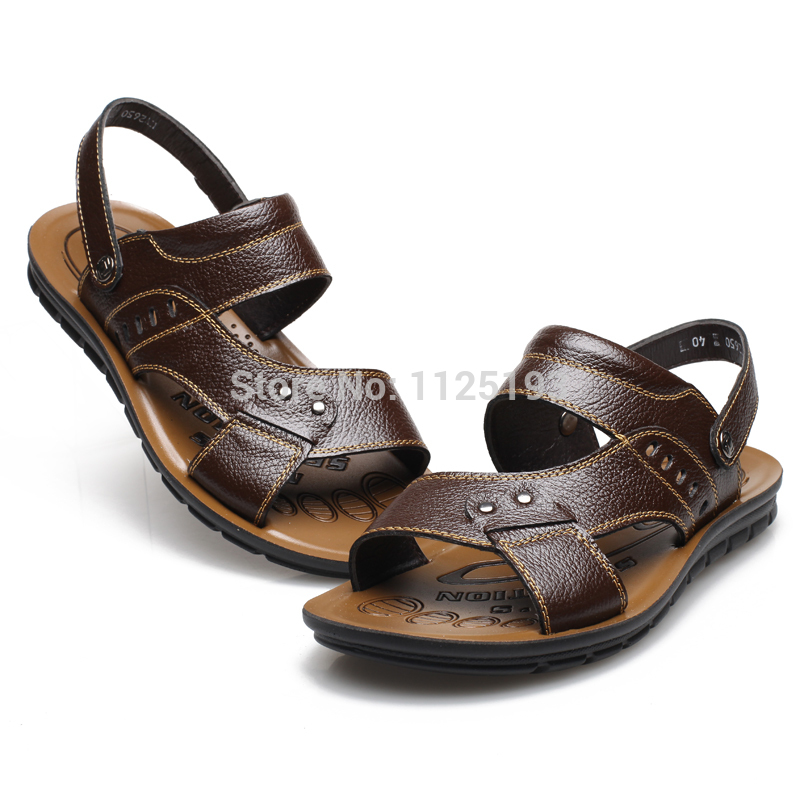 sandals beach shoes men's leather sandals leather sandals, Roman ...