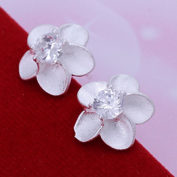 Wholesale New Beautiful Fashion Jewelry 925 Silver Earring White Rose Ear Ding 925 Sterling Silver Earrings