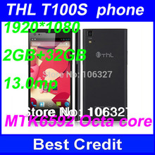 Original THL T100s Mtk6592 Octa Core Cell Phone 5″ Gorilla Glass Android 4.2 RAM 2GB ROM 32GB 13Mp Camera Dual SIM OTG/Oliver