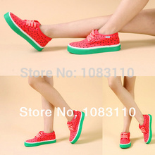 Hot 2014 new fashion sneakers for women canvas shoes girls street wear canvas ladies watermelon lace-up flat with causal shoes