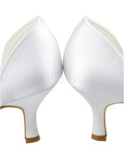 Fashion Rhinestone Hot Sale Wedding Bridal Prom Shoes Satin 8CM Fish Mouth High Heels Women Pumps