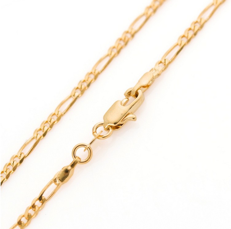 Classic 60cm women men 18K gold GP filled figaro gold chain 24 inches 2 5mm 5g