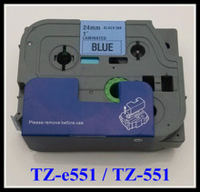 Compatible Brother P-touch TZ551, TZe551 label tapes, black on blue