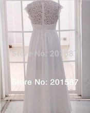 2014 Vintage Empire Beaded Applique Ruched Sheer Straps Beach Wedding Dresses Lace for Maternity Bridal with