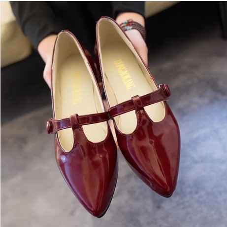 2014 spring candy color japanned leather women s shoes pointed toe hasp flat single shoes