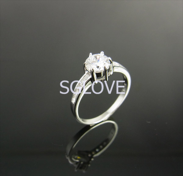 SGLOVE 925 Sterling Silver Series High Quality Cubic Zirconia Pure LOVE Classic Engagement Ring freeshipping