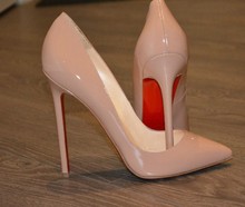2014 new free shipping women’s pumps red bottoms shoes designer female high heel shoes nude patent genuine leather wedding shoes