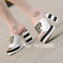 Women’s Sexy Zebra Chunky High Heels Slippers Roman Gladiator Sandals Peep Toe Platform Pumps us size4 5 6 7 8 9 black white