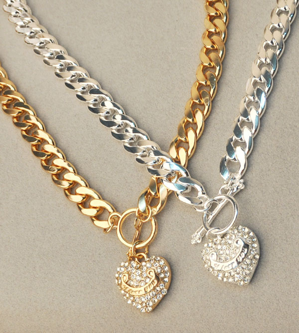 Thick chain gold and silver color i love you letter heart pendant necklaces for women gifts