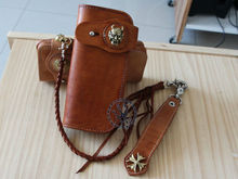 2014 NEW Handmade vintage wallet Genuine leather Long skull ghost clutch purses man and woman Motorcycle style