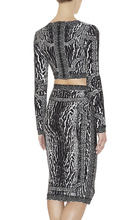 Free shipping new style High Quality Foil print O Neck Good Elastic Women Sexy Ladies Party
