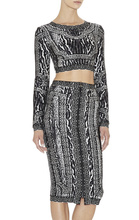 Free shipping new style High Quality Foil print O Neck Good Elastic Women Sexy Ladies Party