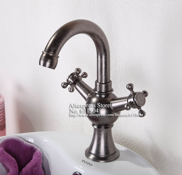 New-Vintage-Silver-Bathroom-Bath-Vessel-Basin-Faucet-Mixer-Taps-Dual ...