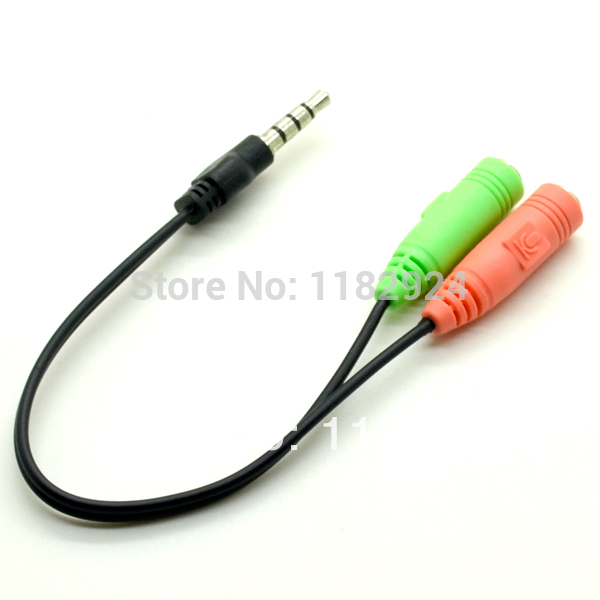 1PCS Free Shipping PC Headset to Smartphone Adapter Cable 3 5mm Dual Female to 3 5mm