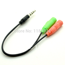 1PCS Free Shipping PC Headset to Smartphone Adapter Cable 3.5mm Dual Female to 3.5mm Male Black k3qhu