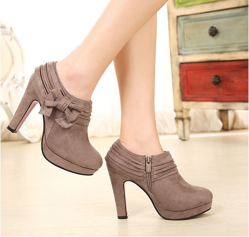 22 sweet bow platform high heeled single shoes velvet boots 668 1