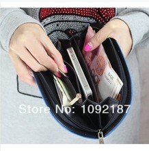 Rounded cut new matte leather bow zipper purse women wallet long section