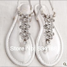 2014 summer small fresh low flip-flop sandals rhinestone flat heel sandals flip women’s shoes